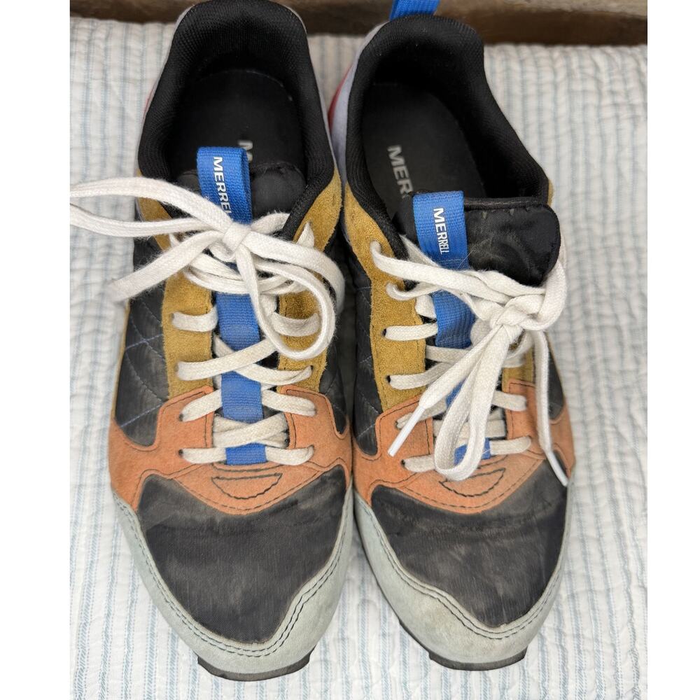 Merrell Alpine Sneaker Womens 7 Black Multicolor Suede Retro Shoes J62546